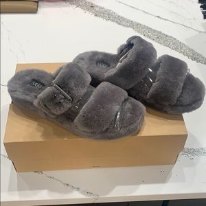 NIB Charcoal Fuzz Yeah Ugg Slippers sz 9